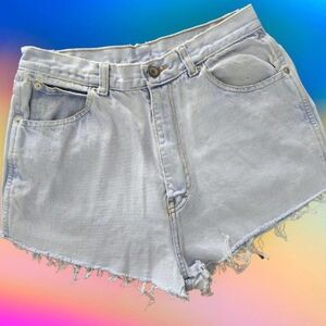 Y2K Jordache 80s Vintage Frayed Cutoff Light Wash Denim Shorts - Size 11/12